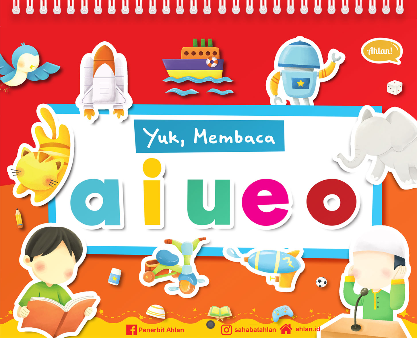 Yuk, Membaca aiueo (Merah) + Bonus Lembar Aktivitas
